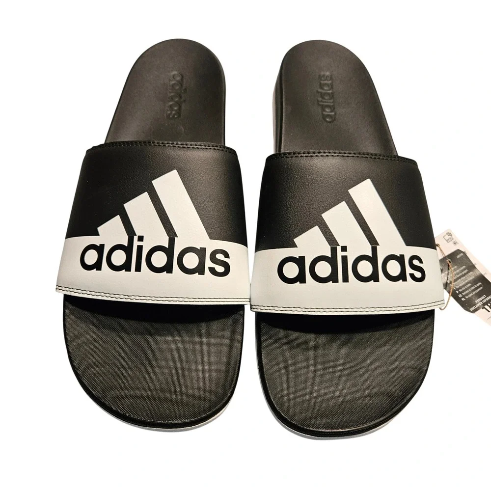 Adidas Adilette Comfort Mens Size 18 Black White Slide‎ Sandals GV9712 NEW